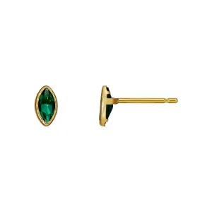[Second Earrings] 18K Yellow Gold Green Quartz Marquise Cut Earrings