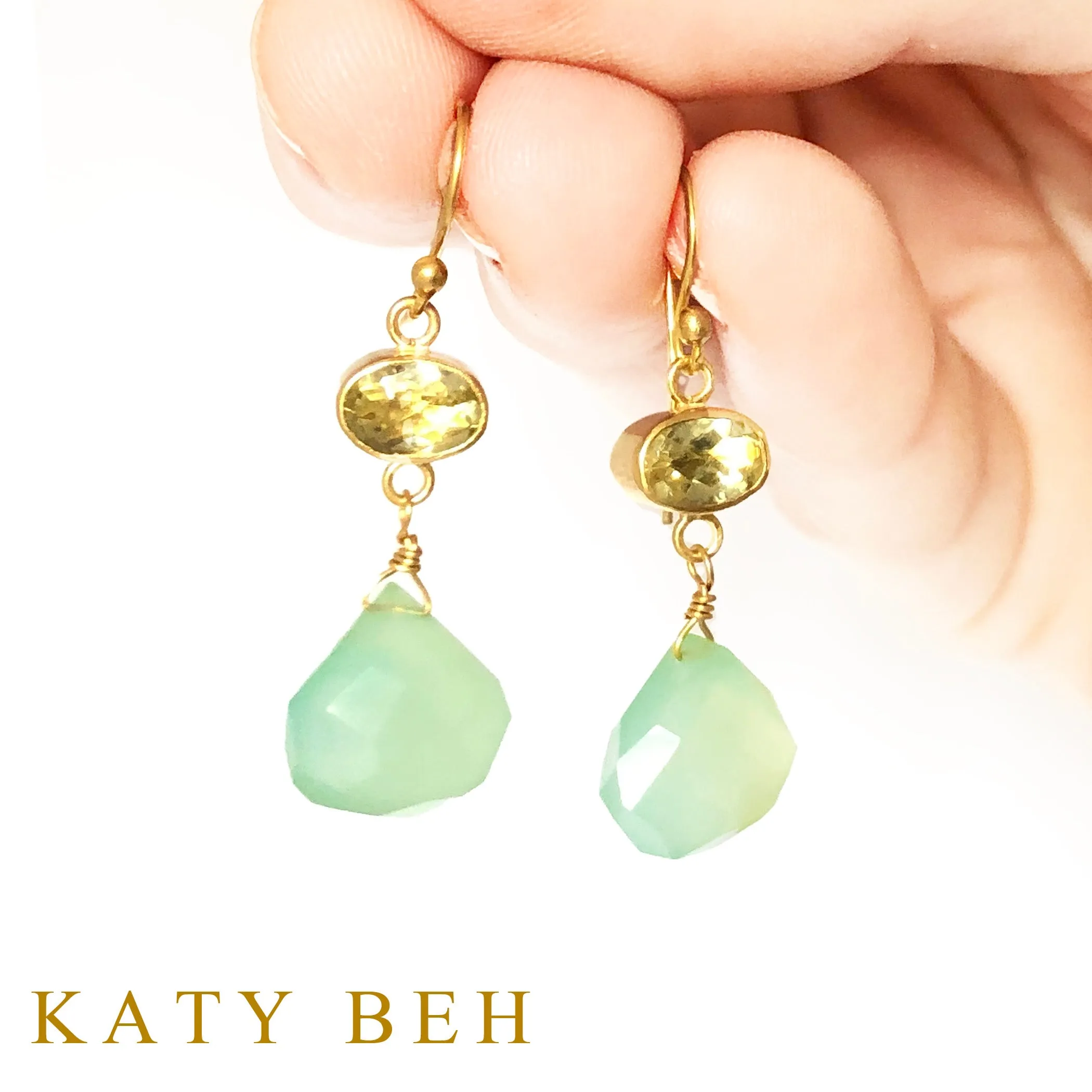 Selma Lemon Quartz and Mint Chalcedony Earrings