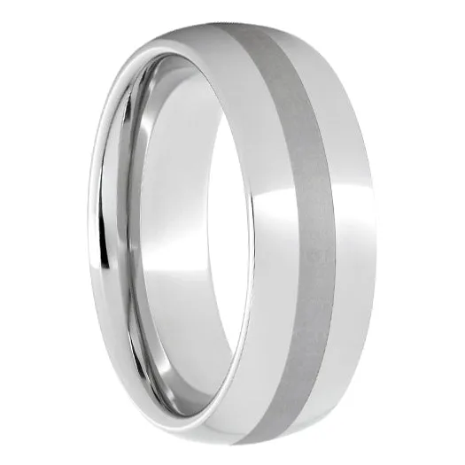 Serinium Domed Band with a 2mm Laser Satin Strip