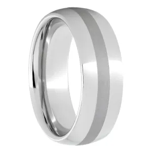 Serinium Domed Band with a 2mm Laser Satin Strip