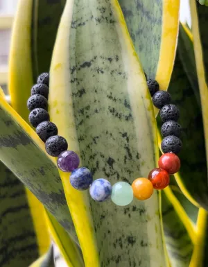 Seven Chakra Lava Bracelet