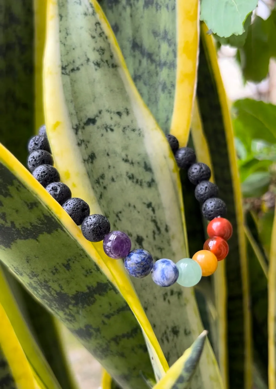 Seven Chakra Lava Bracelet