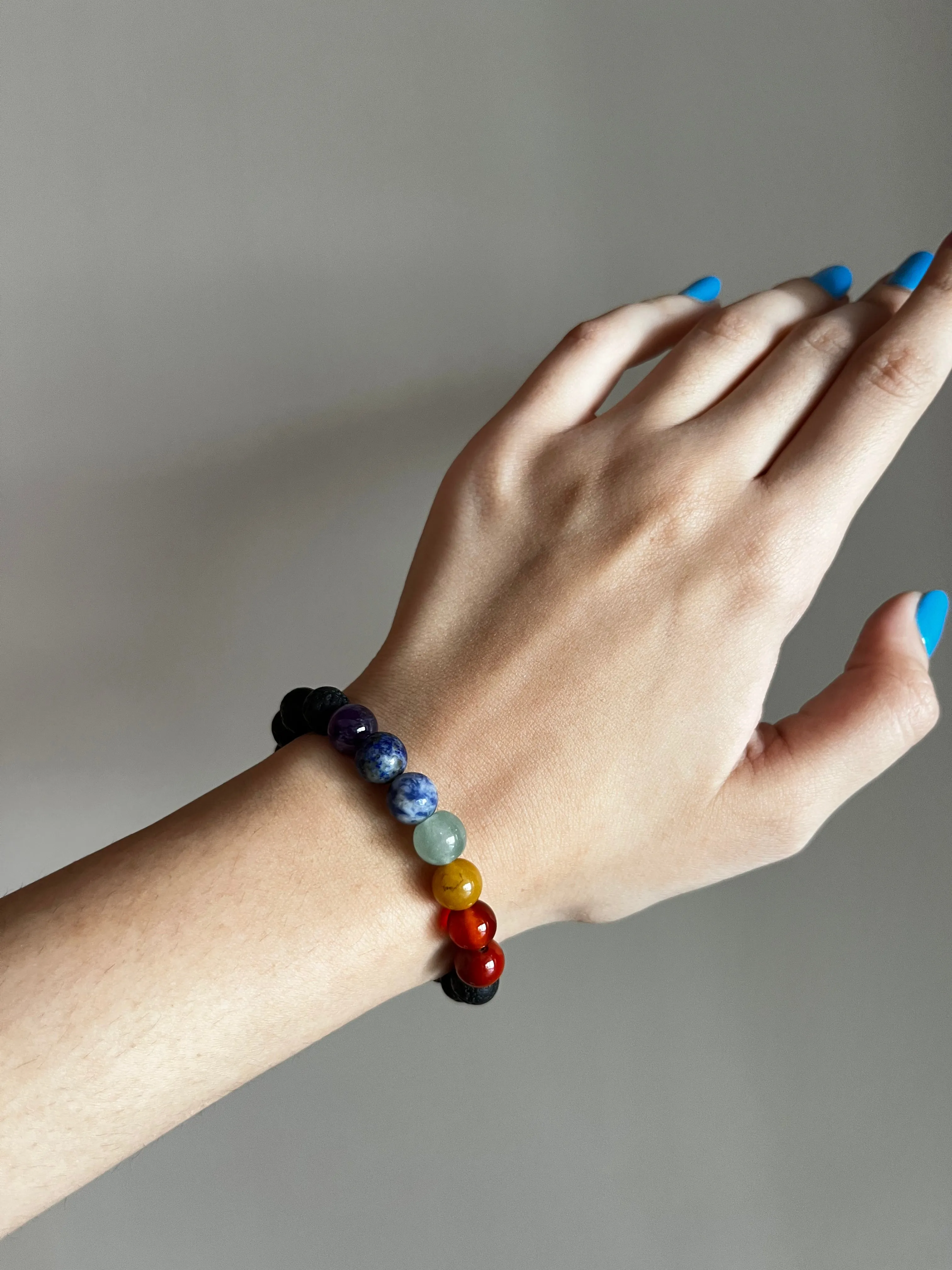 Seven Chakra Lava Bracelet