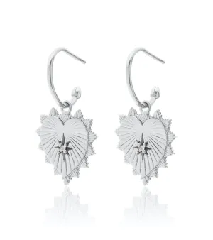Silk & Steel Heart of Love Hoops - Silver / Rose Quartz