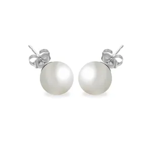 Silver 925 Rhodium Plated Pearl Stud Earrings