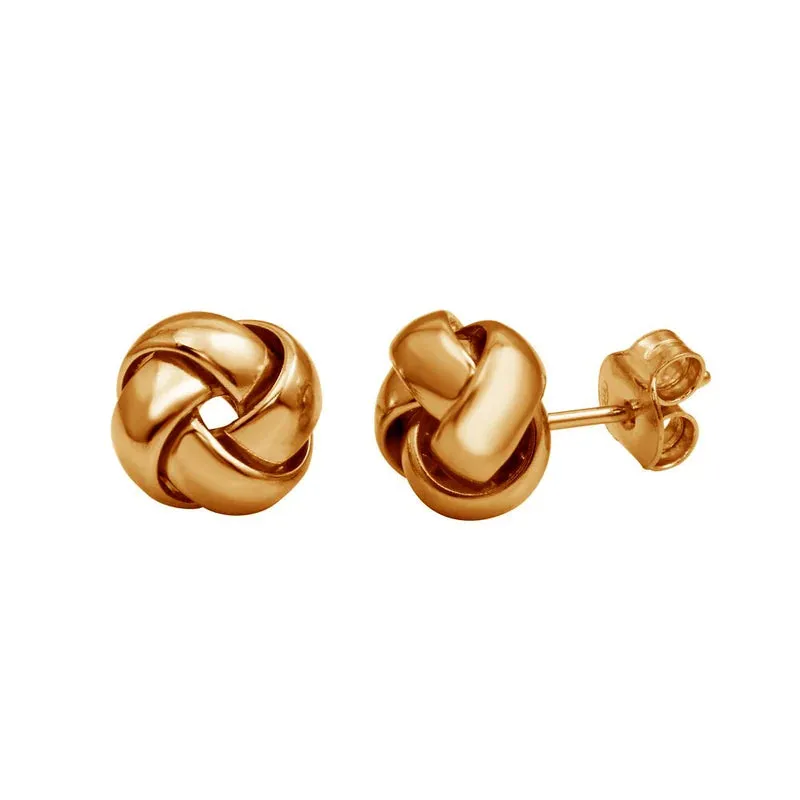 Silver 925 Rose Gold Plated Knot Stud Earrings