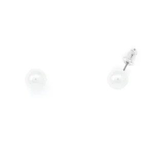 Silver Tone Pearl Stud Earrings