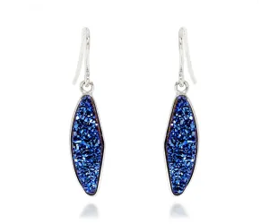 Small Marquise Blue Druzy Earrings