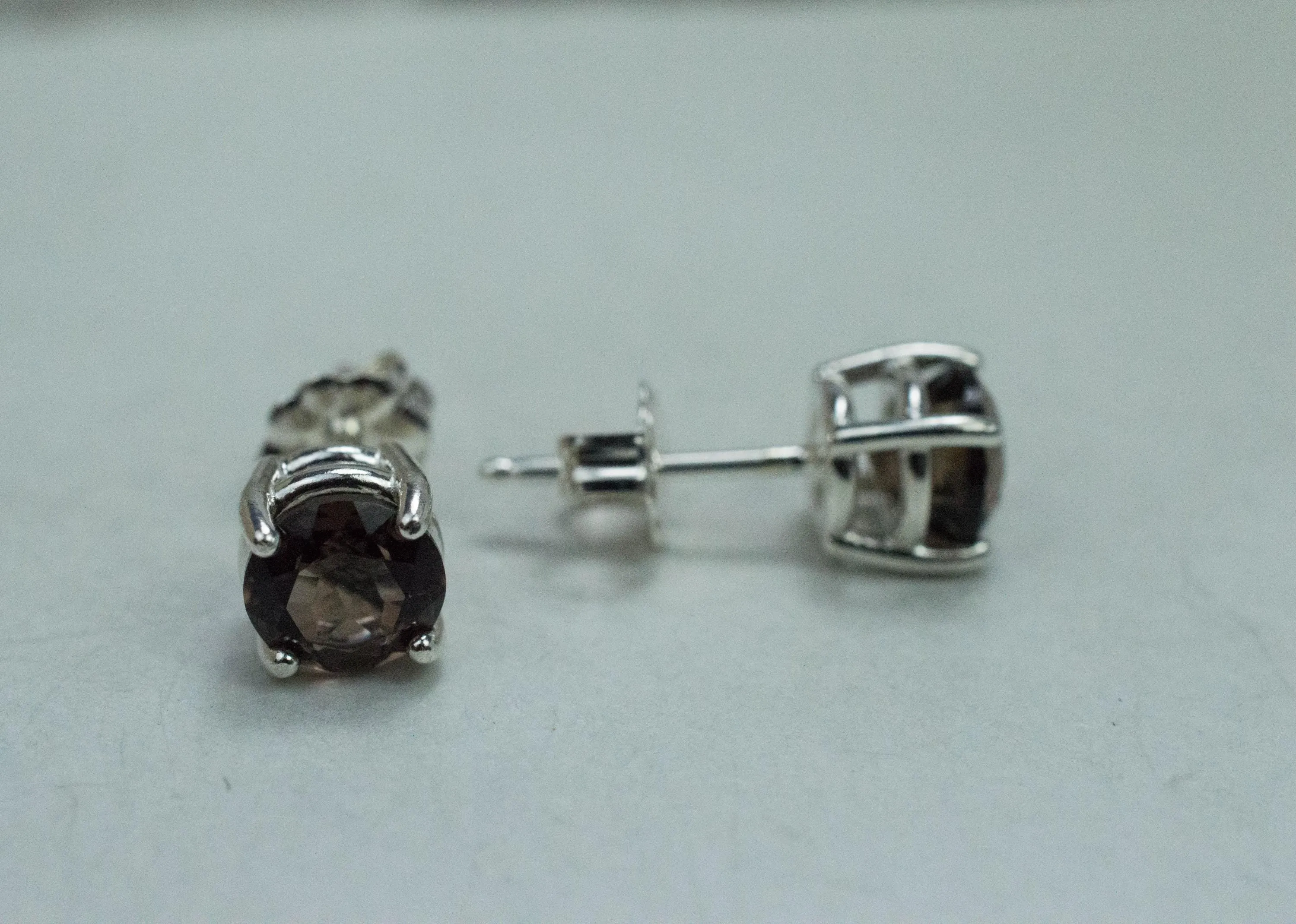 Smoky Quartz Earrings; Natural Untreated USA Quartz; 1.670cts
