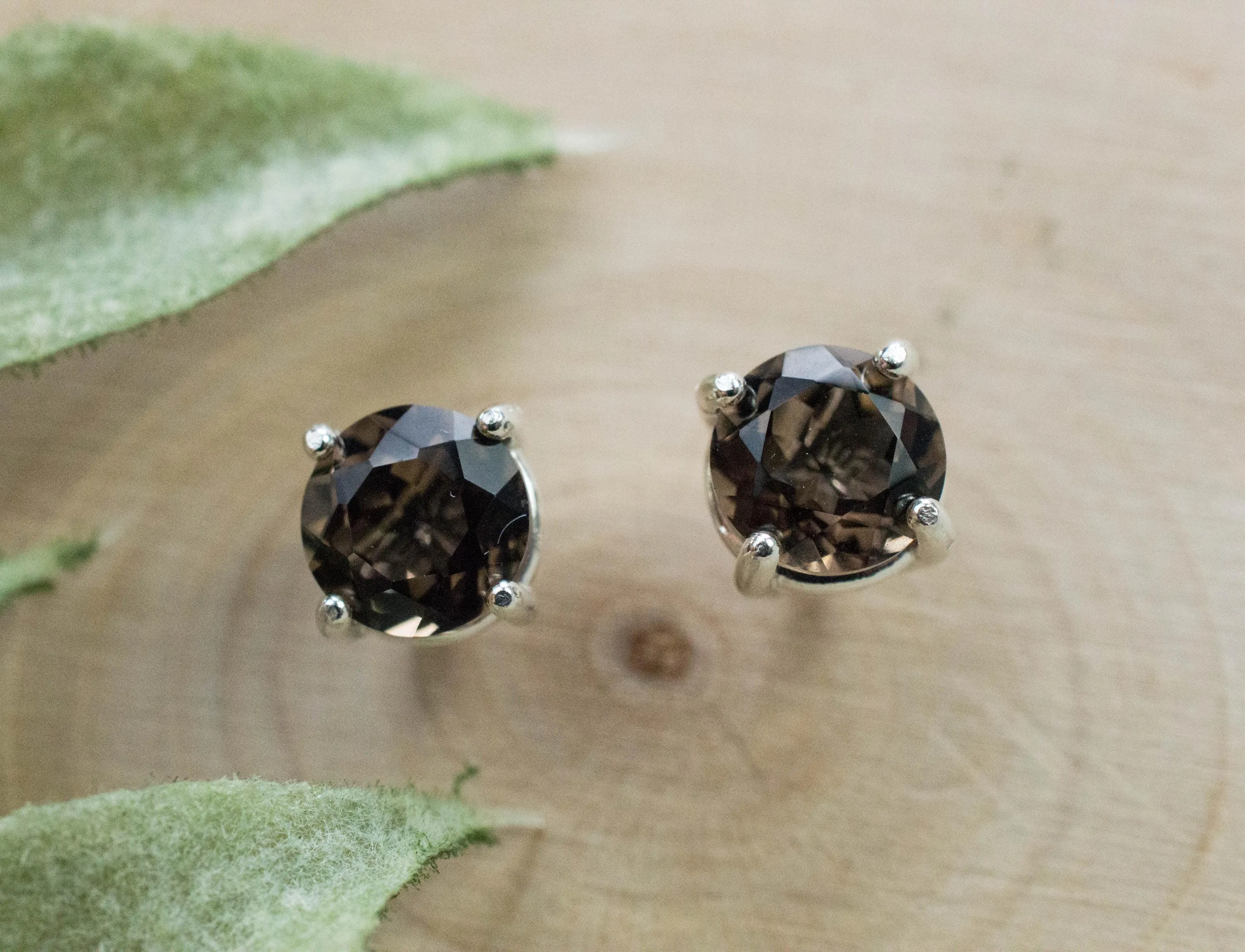 Smoky Quartz Earrings; Natural Untreated USA Quartz; 1.670cts