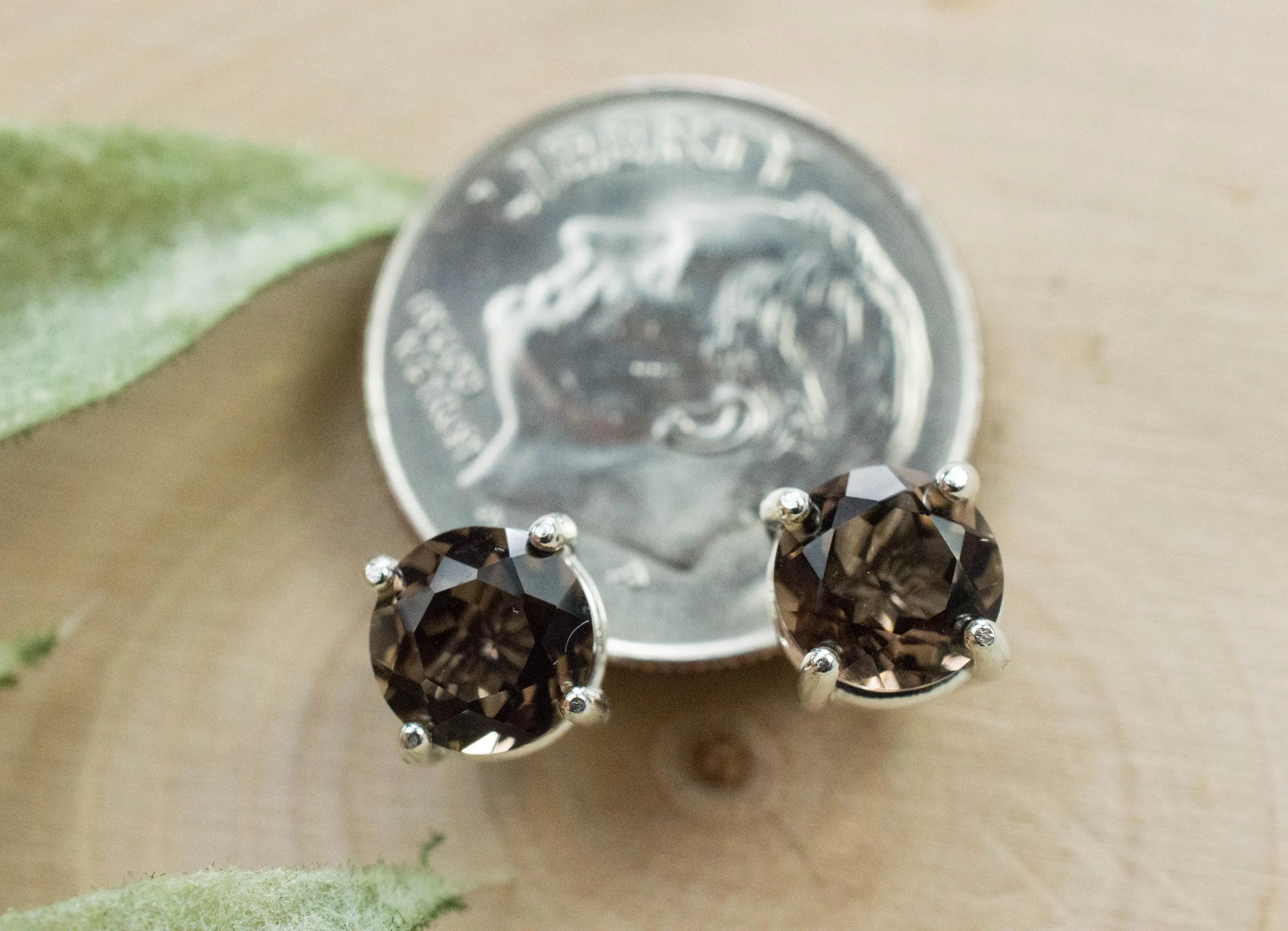 Smoky Quartz Earrings; Natural Untreated USA Quartz; 1.670cts