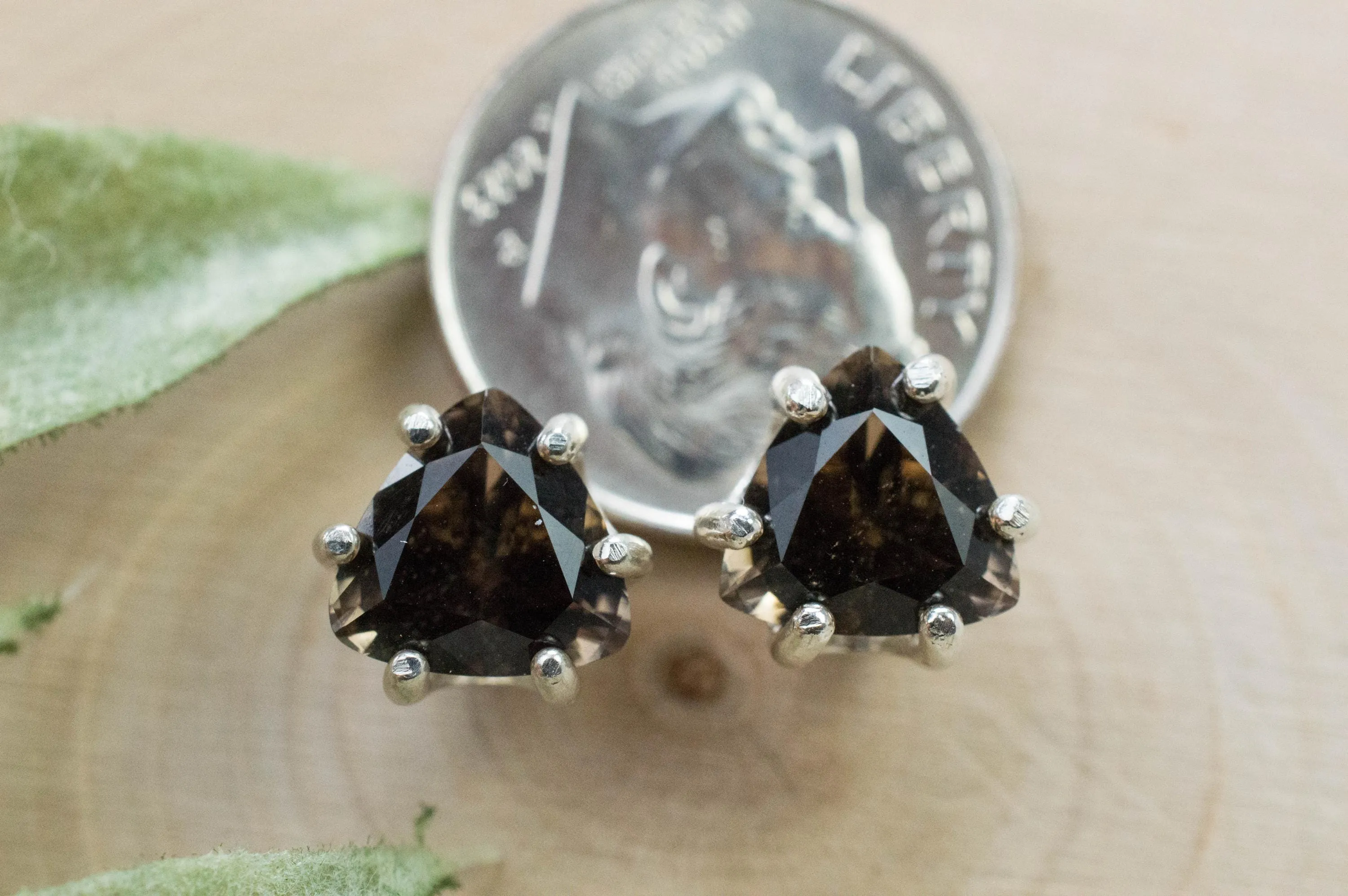 Smoky Quartz Earrings; Natural Untreated USA Quartz; 3.035cts