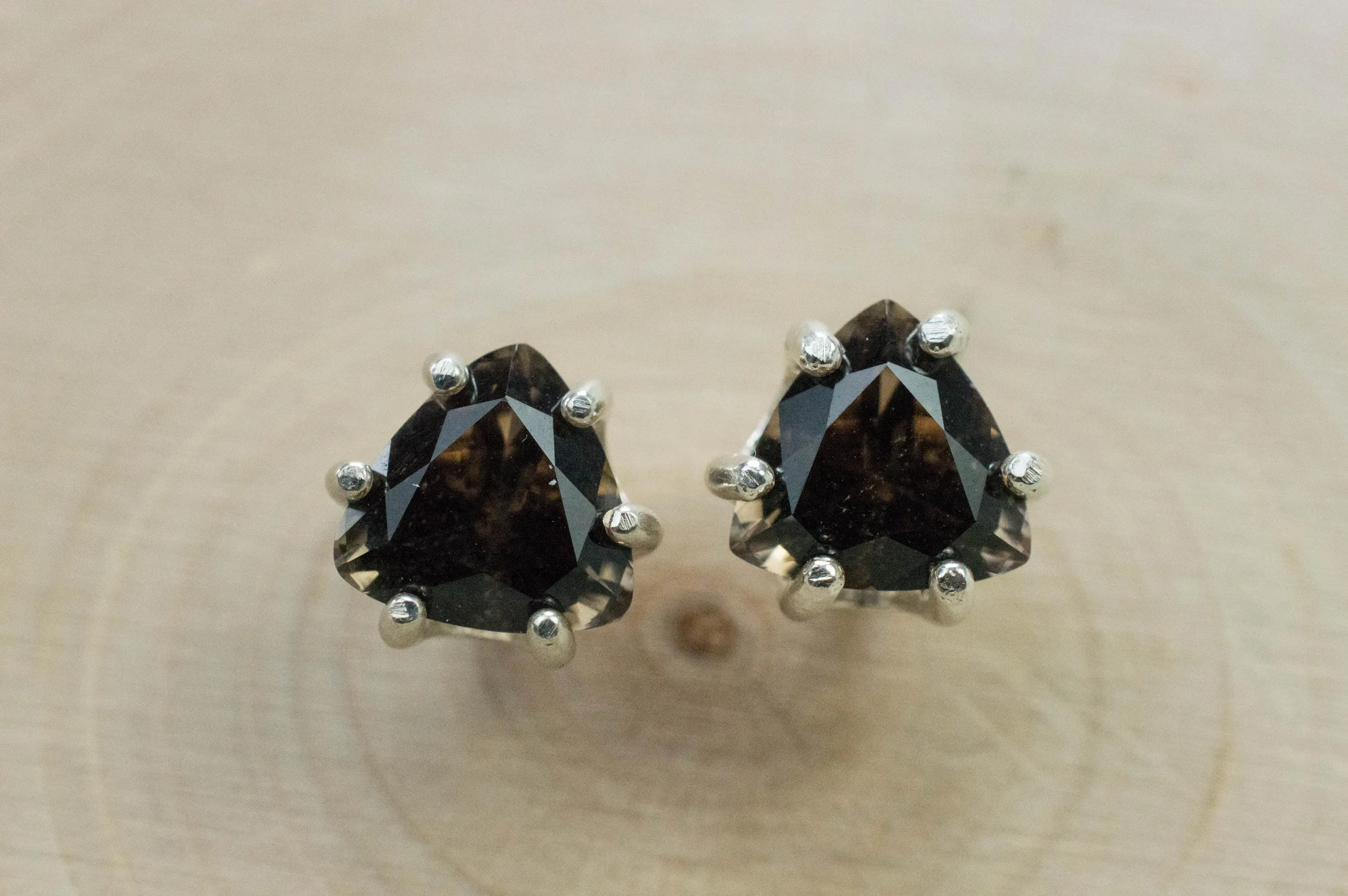 Smoky Quartz Earrings; Natural Untreated USA Quartz; 3.035cts