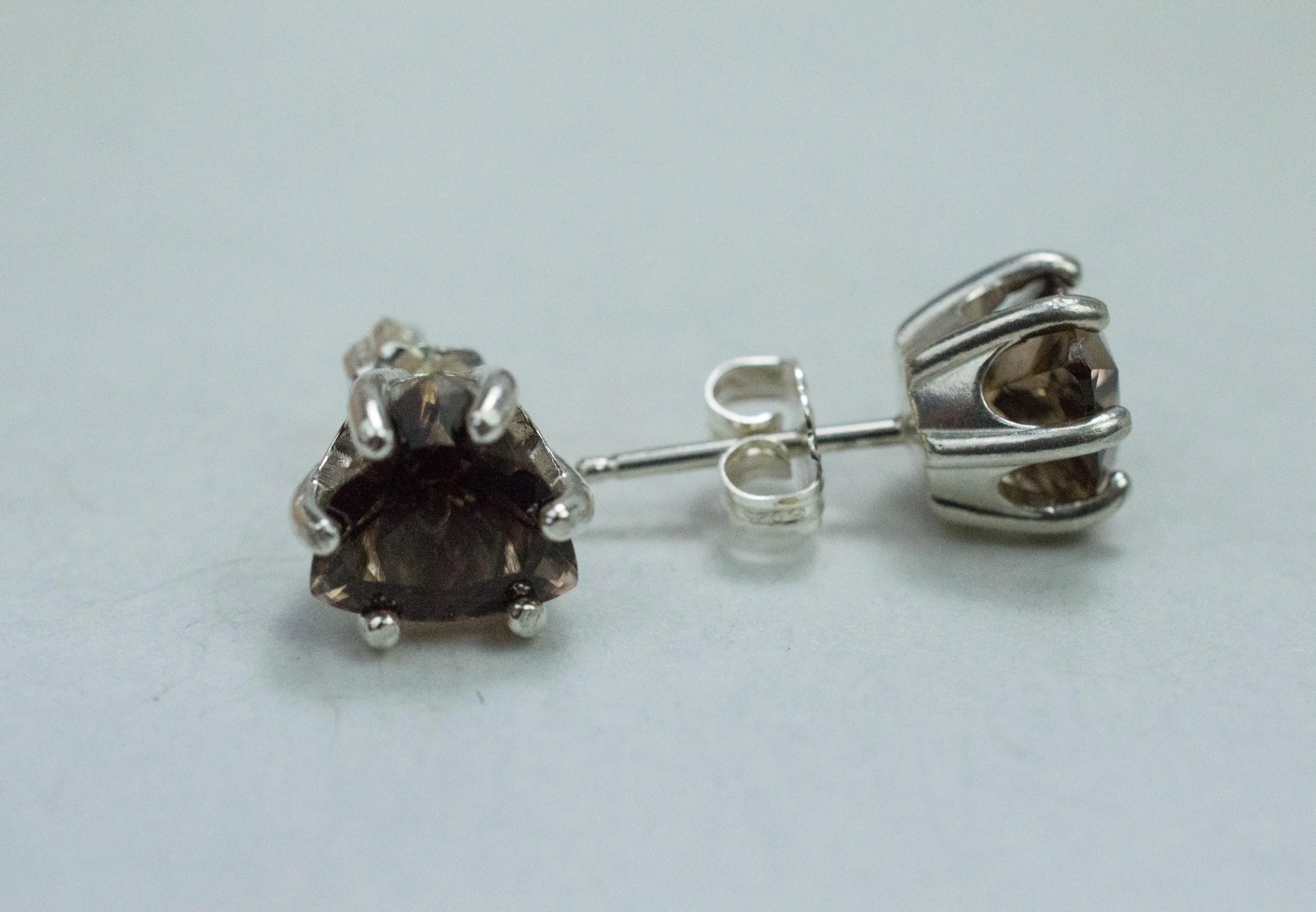 Smoky Quartz Earrings; Natural Untreated USA Quartz; 3.035cts
