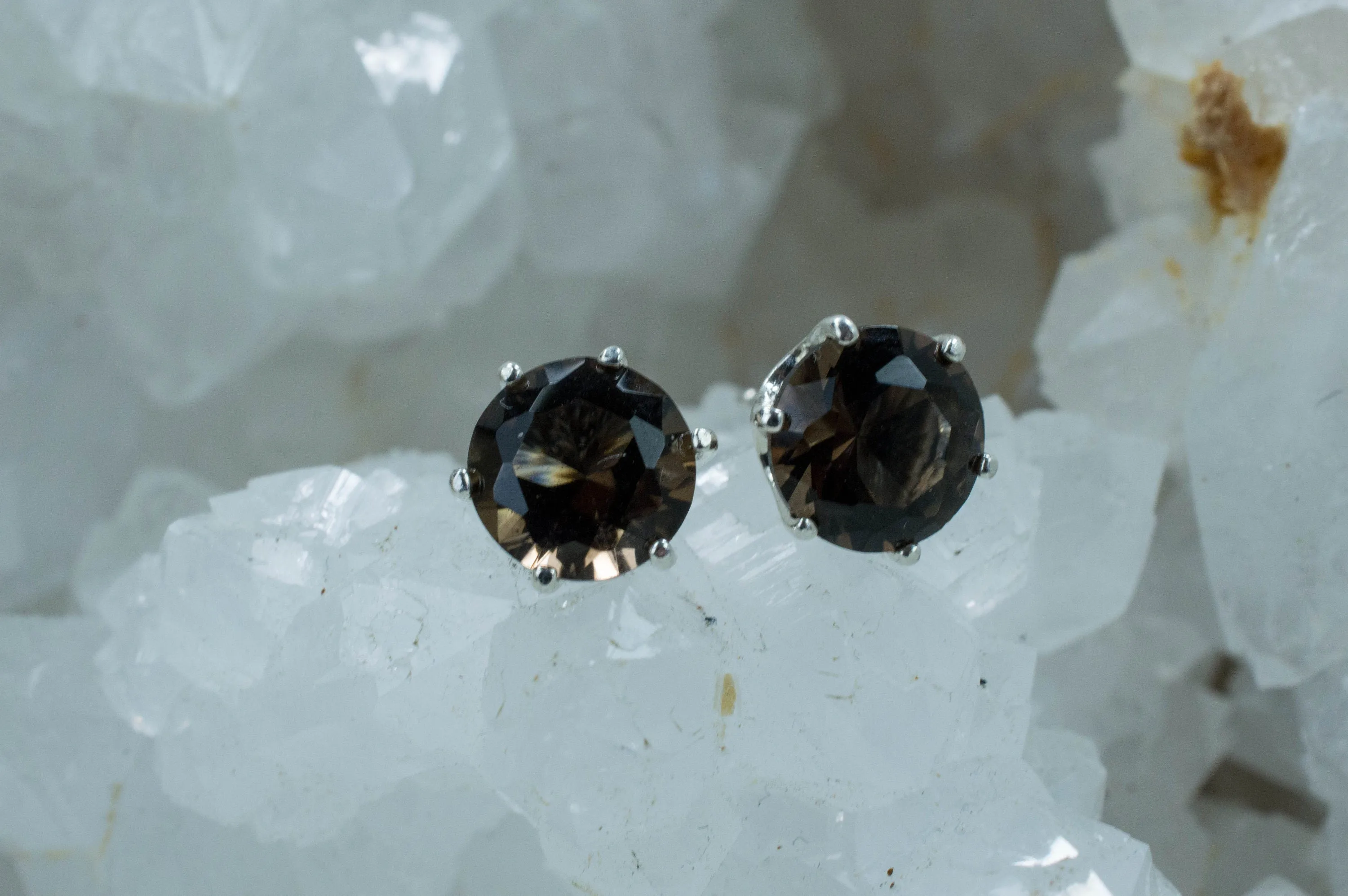 Smoky Quartz Earrings; Natural Untreated USA Smokey Quartz