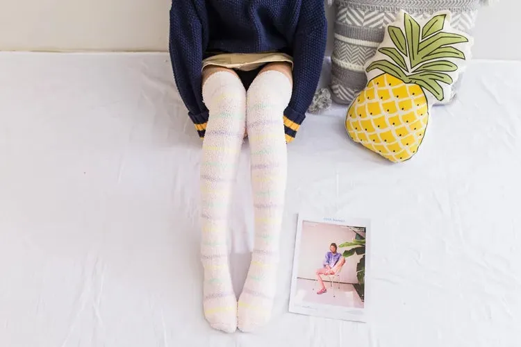 Soft Coral Fleece Striped Socks Collection
