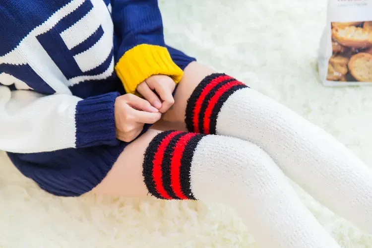 Soft Coral Fleece Striped Socks Collection