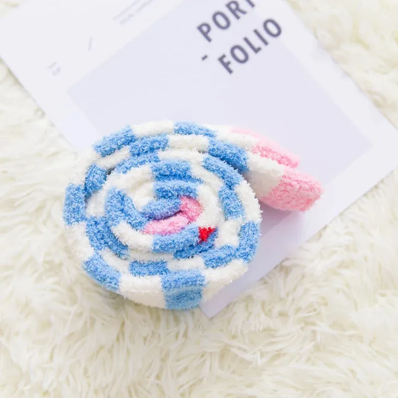 Soft Coral Fleece Striped Socks Collection