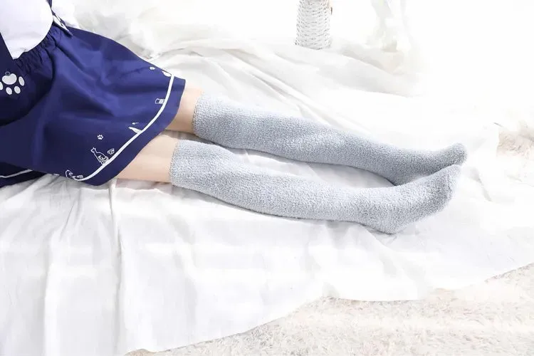 Soft Coral Fleece Striped Socks Collection