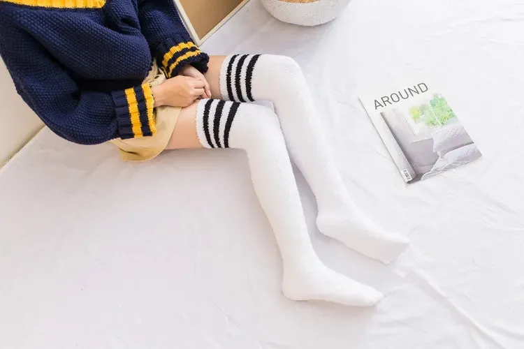 Soft Coral Fleece Striped Socks Collection