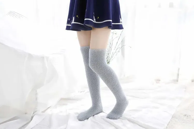 Soft Coral Fleece Striped Socks Collection