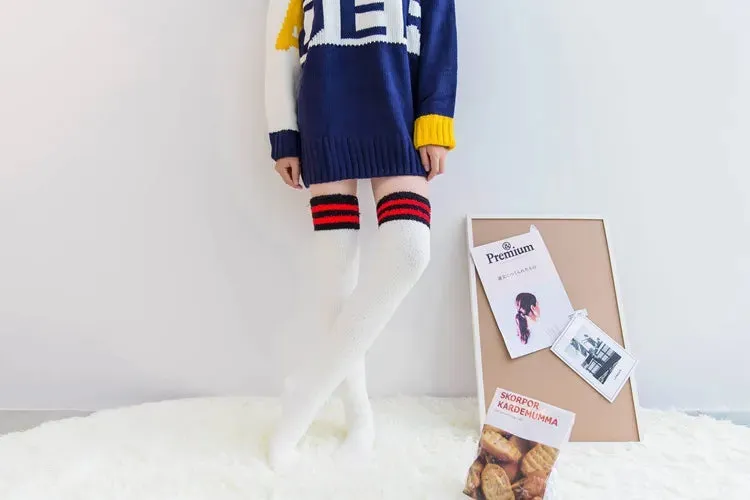 Soft Coral Fleece Striped Socks Collection
