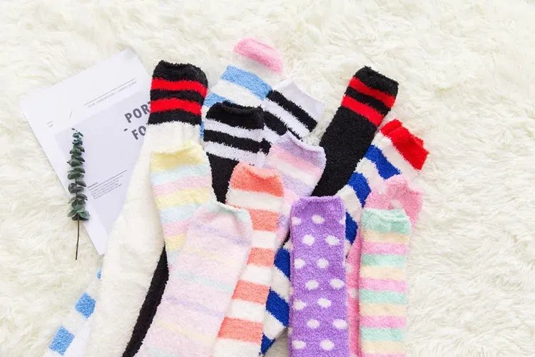 Soft Coral Fleece Striped Socks Collection