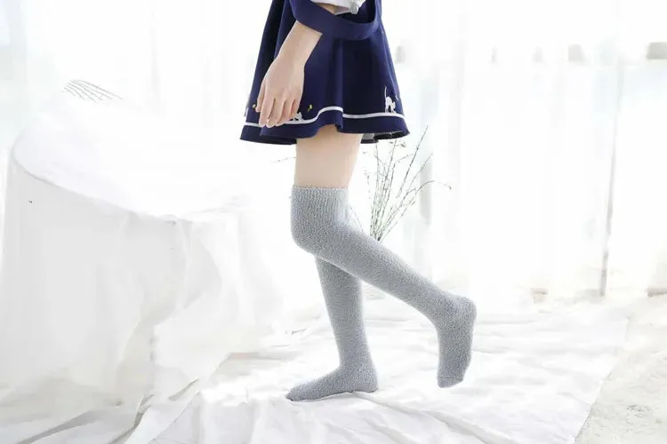 Soft Coral Fleece Striped Socks Collection