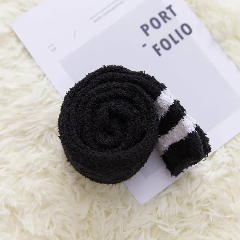 Soft Coral Fleece Striped Socks Collection