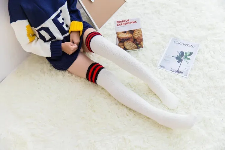 Soft Coral Fleece Striped Socks Collection