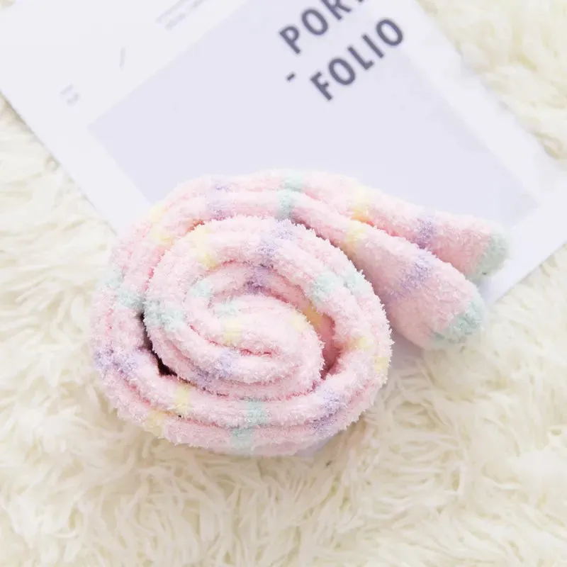 Soft Coral Fleece Striped Socks Collection