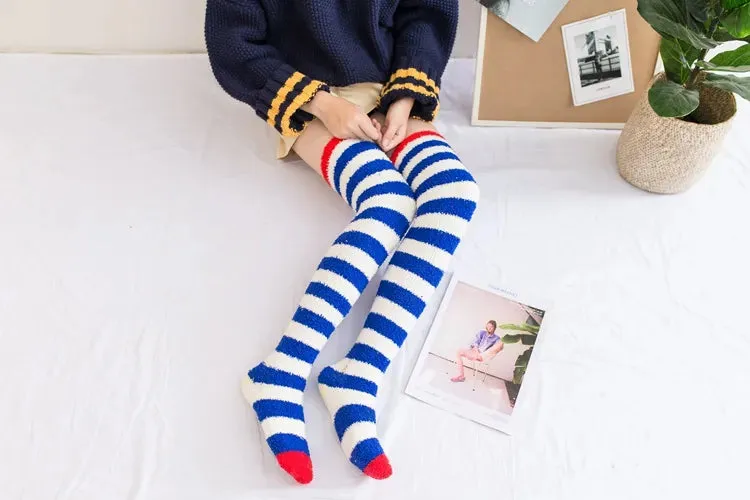 Soft Coral Fleece Striped Socks Collection
