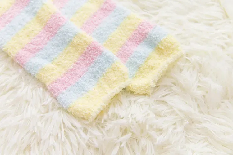 Soft Coral Fleece Striped Socks Collection