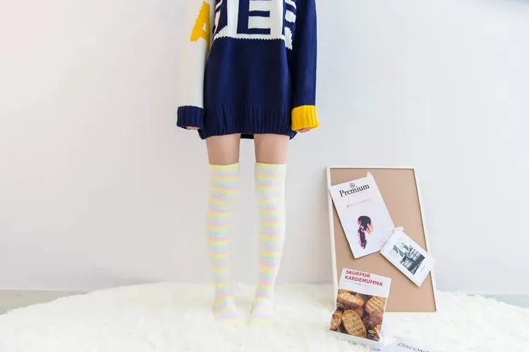 Soft Coral Fleece Striped Socks Collection
