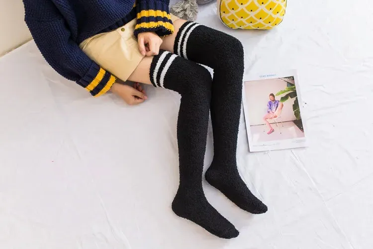 Soft Coral Fleece Striped Socks Collection