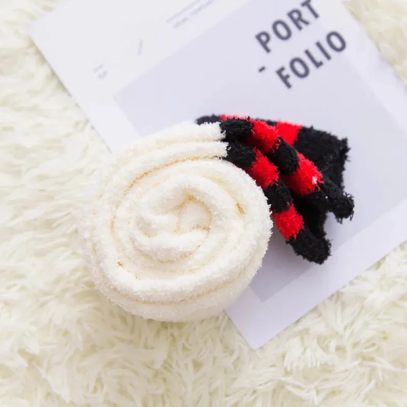 Soft Coral Fleece Striped Socks Collection