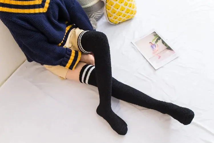 Soft Coral Fleece Striped Socks Collection