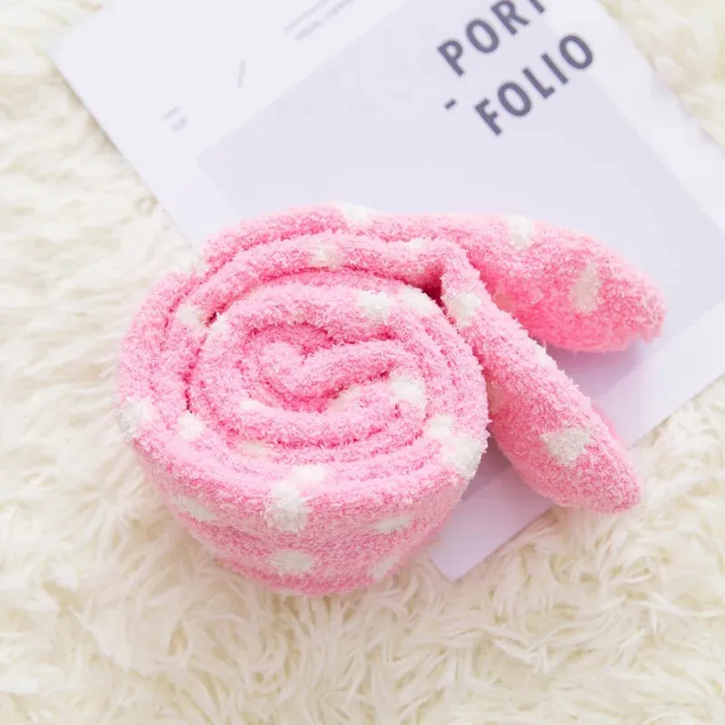 Soft Coral Fleece Striped Socks Collection