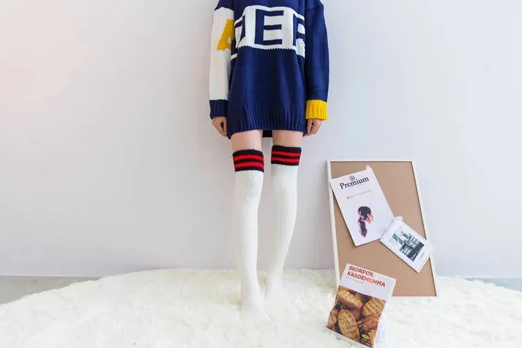 Soft Coral Fleece Striped Socks Collection