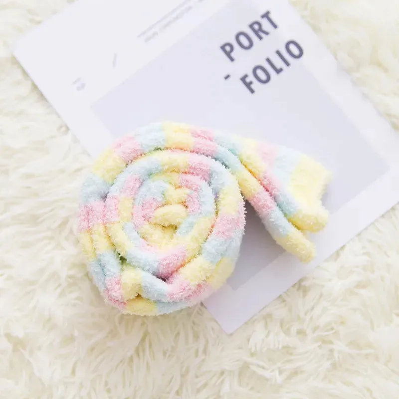 Soft Coral Fleece Striped Socks Collection