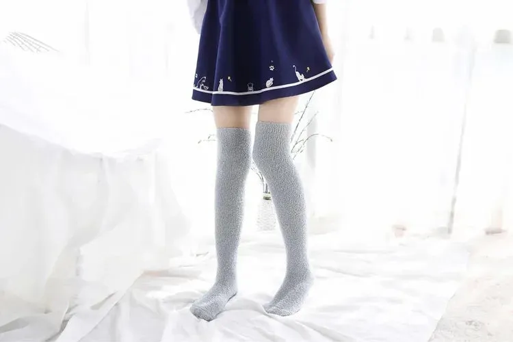 Soft Coral Fleece Striped Socks Collection