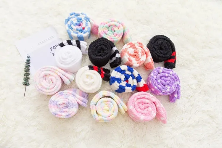 Soft Coral Fleece Striped Socks Collection