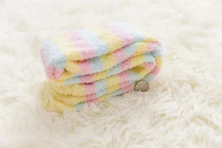 Soft Coral Fleece Striped Socks Collection