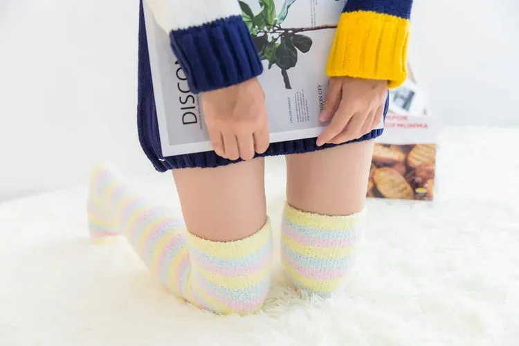Soft Coral Fleece Striped Socks Collection