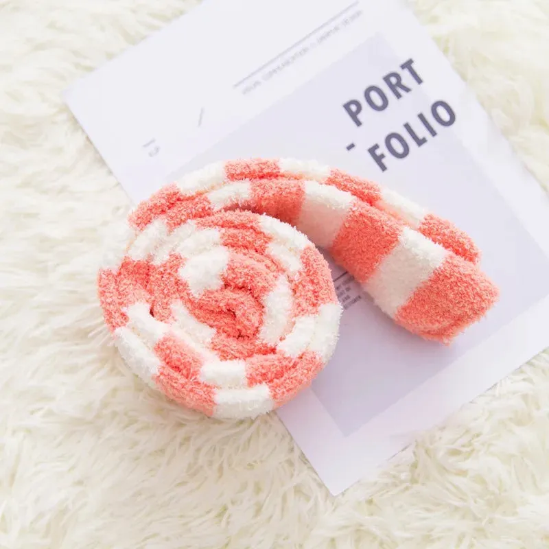 Soft Coral Fleece Striped Socks Collection