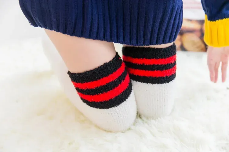 Soft Coral Fleece Striped Socks Collection