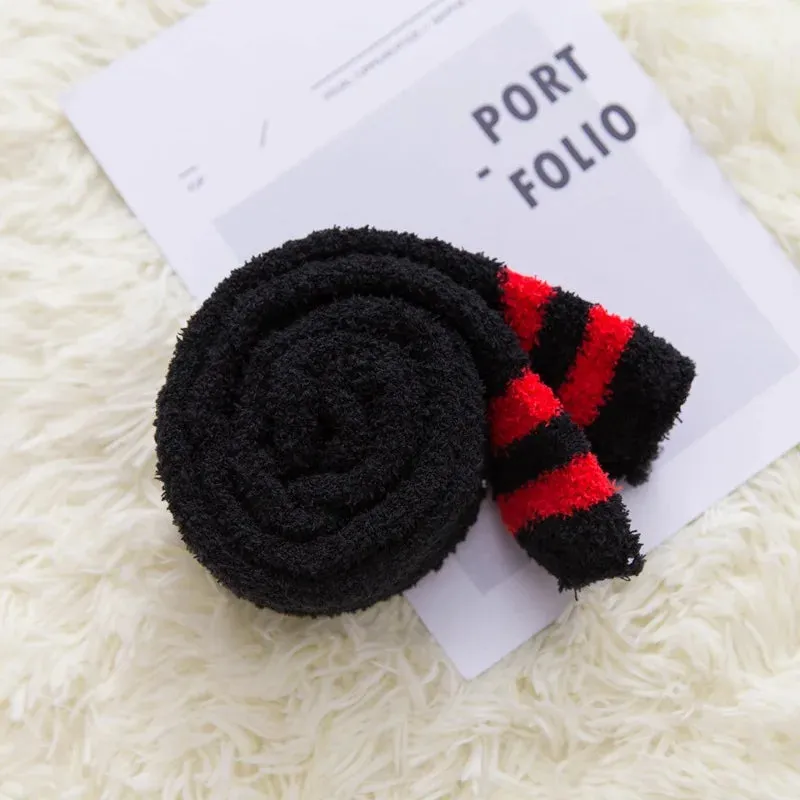 Soft Coral Fleece Striped Socks Collection