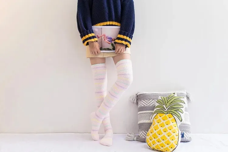 Soft Coral Fleece Striped Socks Collection