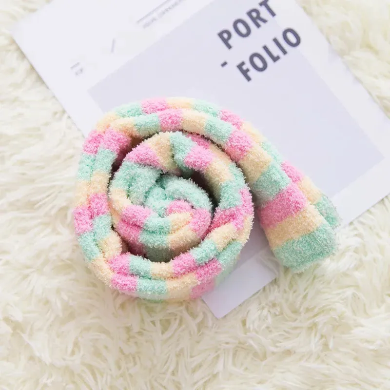 Soft Coral Fleece Striped Socks Collection