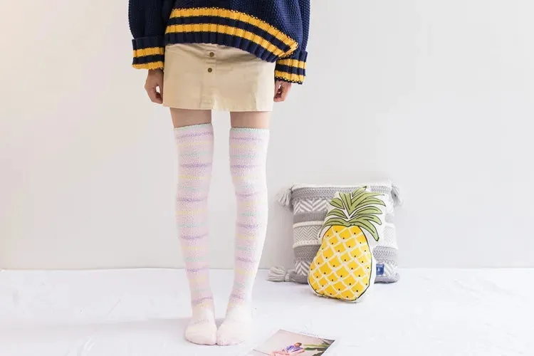 Soft Coral Fleece Striped Socks Collection